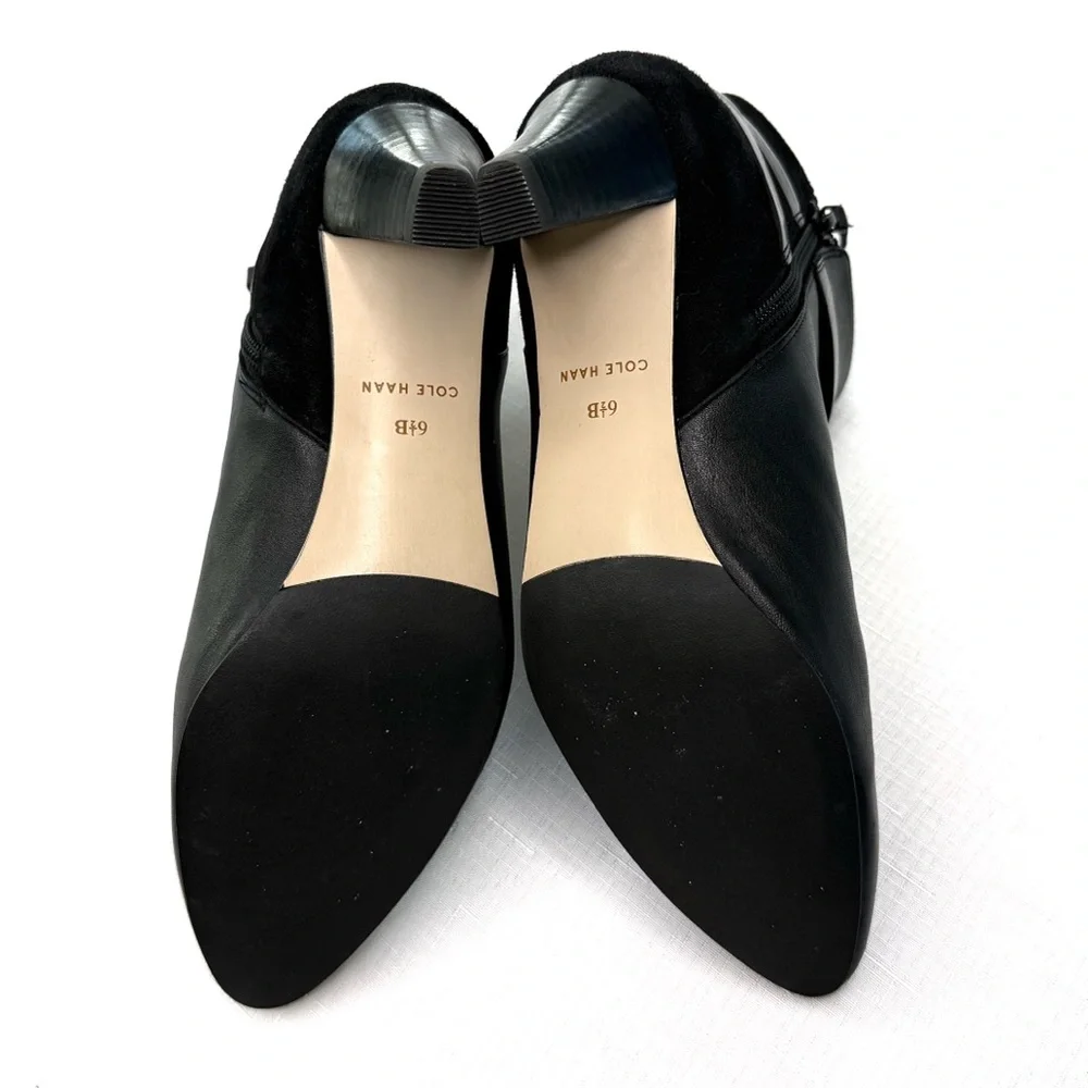 Cole Haan Black Ankle Boots with Silver Tone Buckle Sz 6-1/2